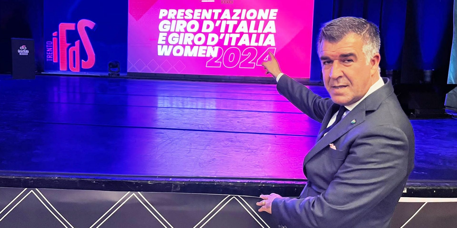Alberto Stocco, di Ca’ del Poggio, alla presentazione del Giro d’Italia a Trento